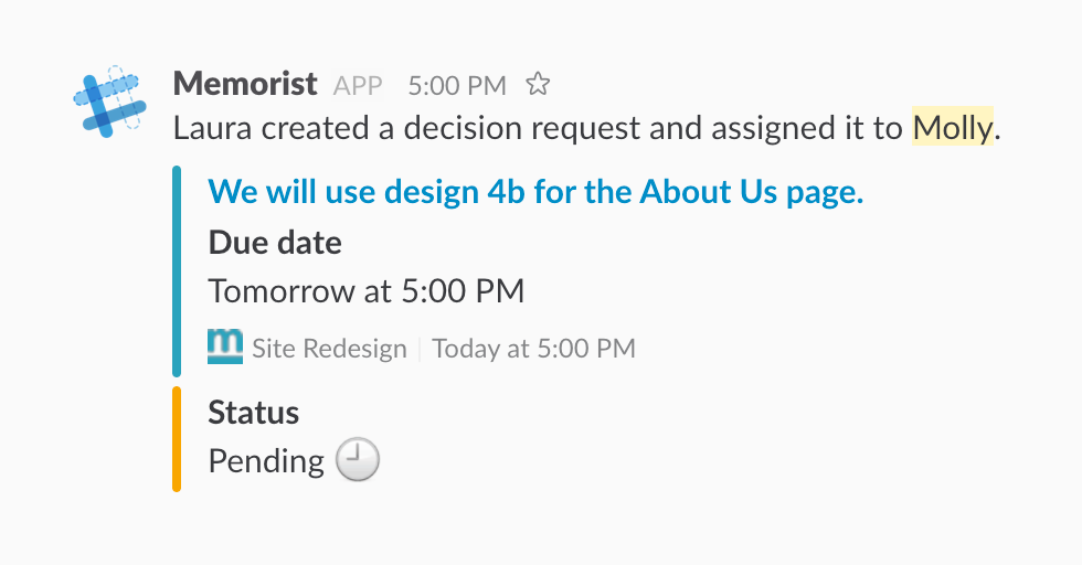 Slackbot message